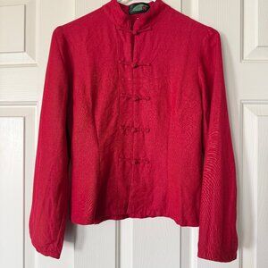 Brand New Women's Red 100% Hemp Traditional Mandarin Pankou Jacket